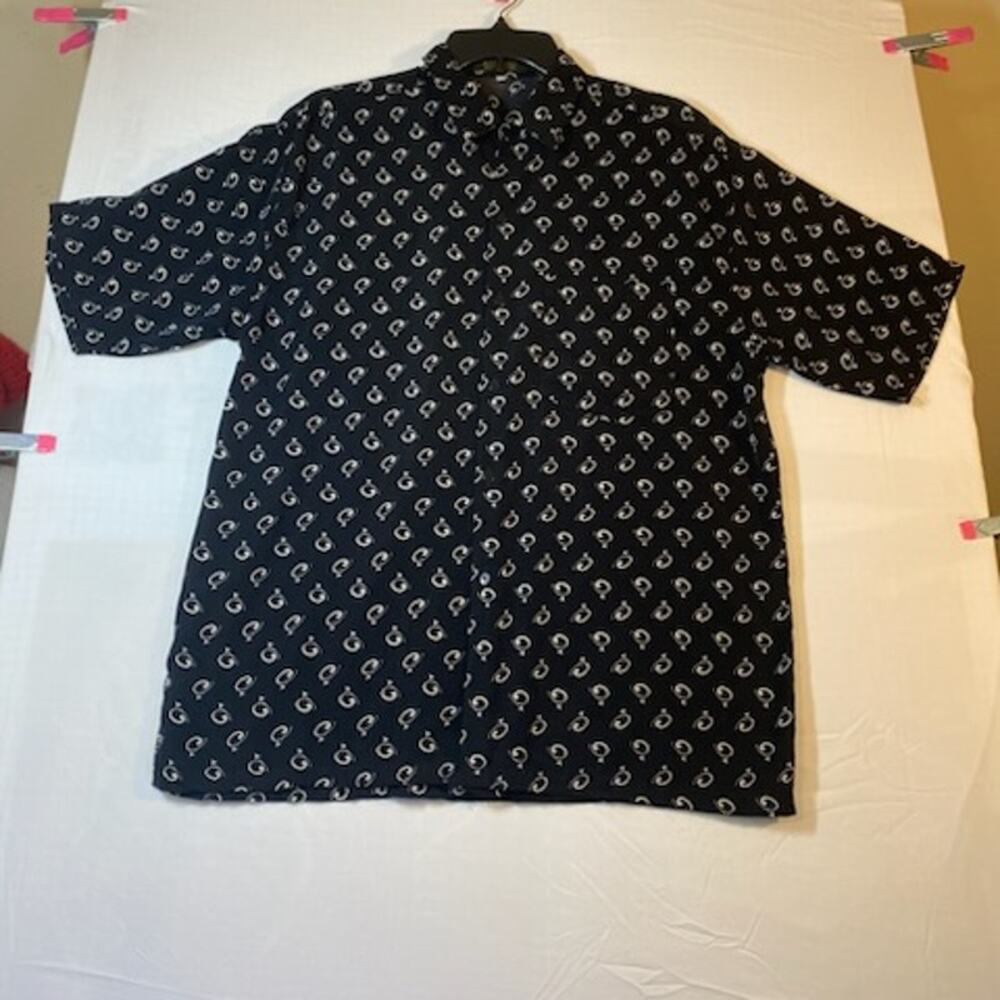 Vintage Thai Silk by Siew Chang Black Button Up Shirt Men’s XL